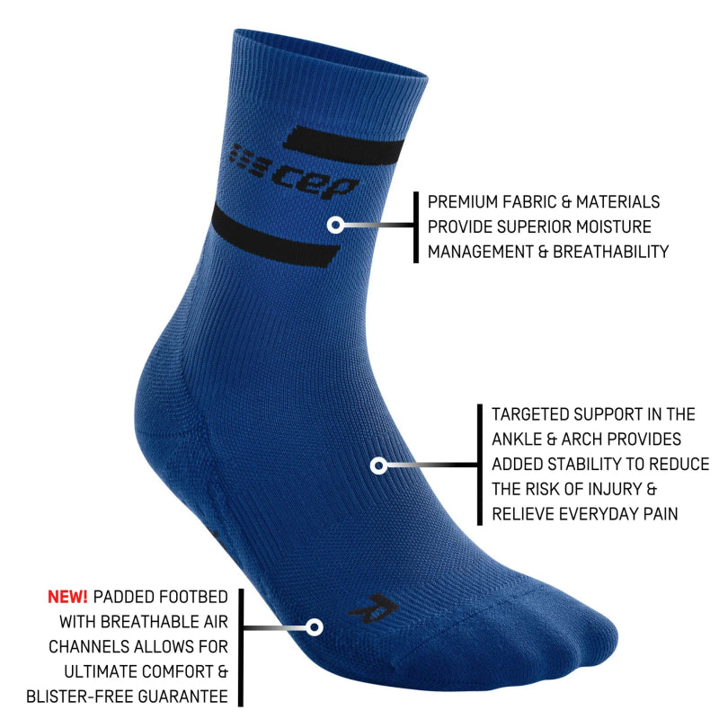 CEP Compression Women's The Run Compression Mid Cut Socks 4.0 - Blue/Black