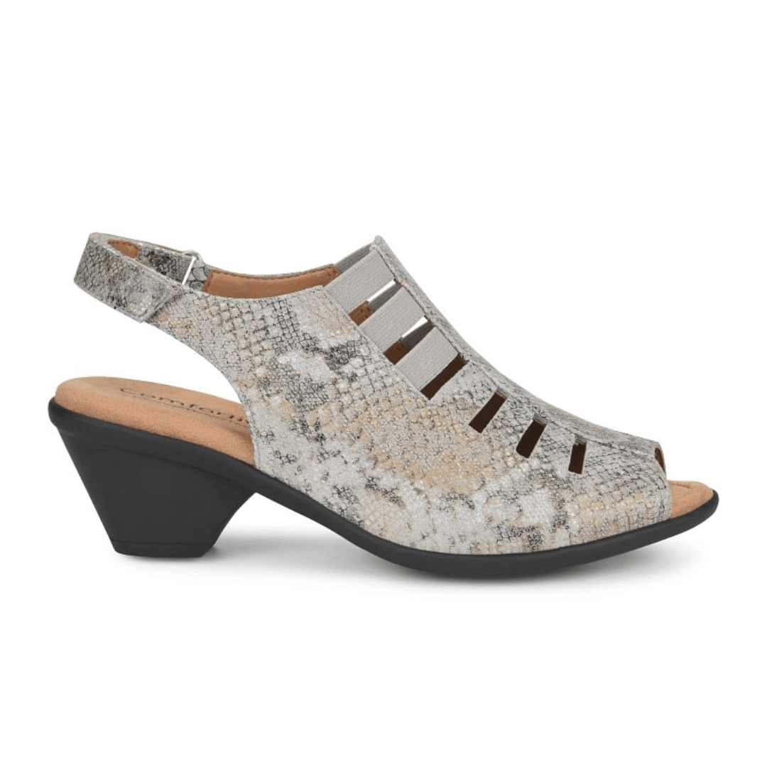 Comfortiva Women's Faye Comfort Sandal - Light Grey Snake Print