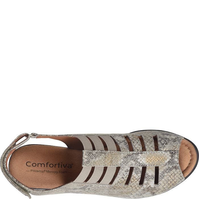Comfortiva Women's Faye Comfort Sandal - Light Grey Snake Print