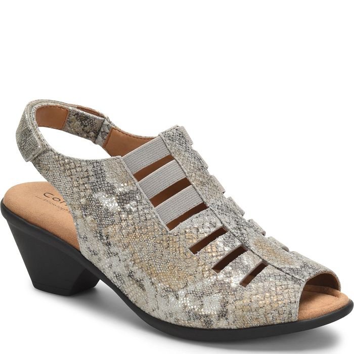 Comfortiva Women's Faye Comfort Sandal - Light Grey Snake Print