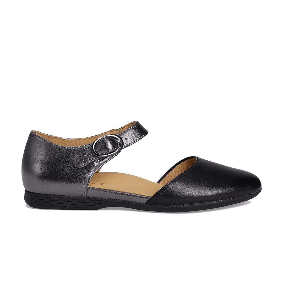 Dansko Women's Liv Flat - Black/Pewter Metallic Nappa