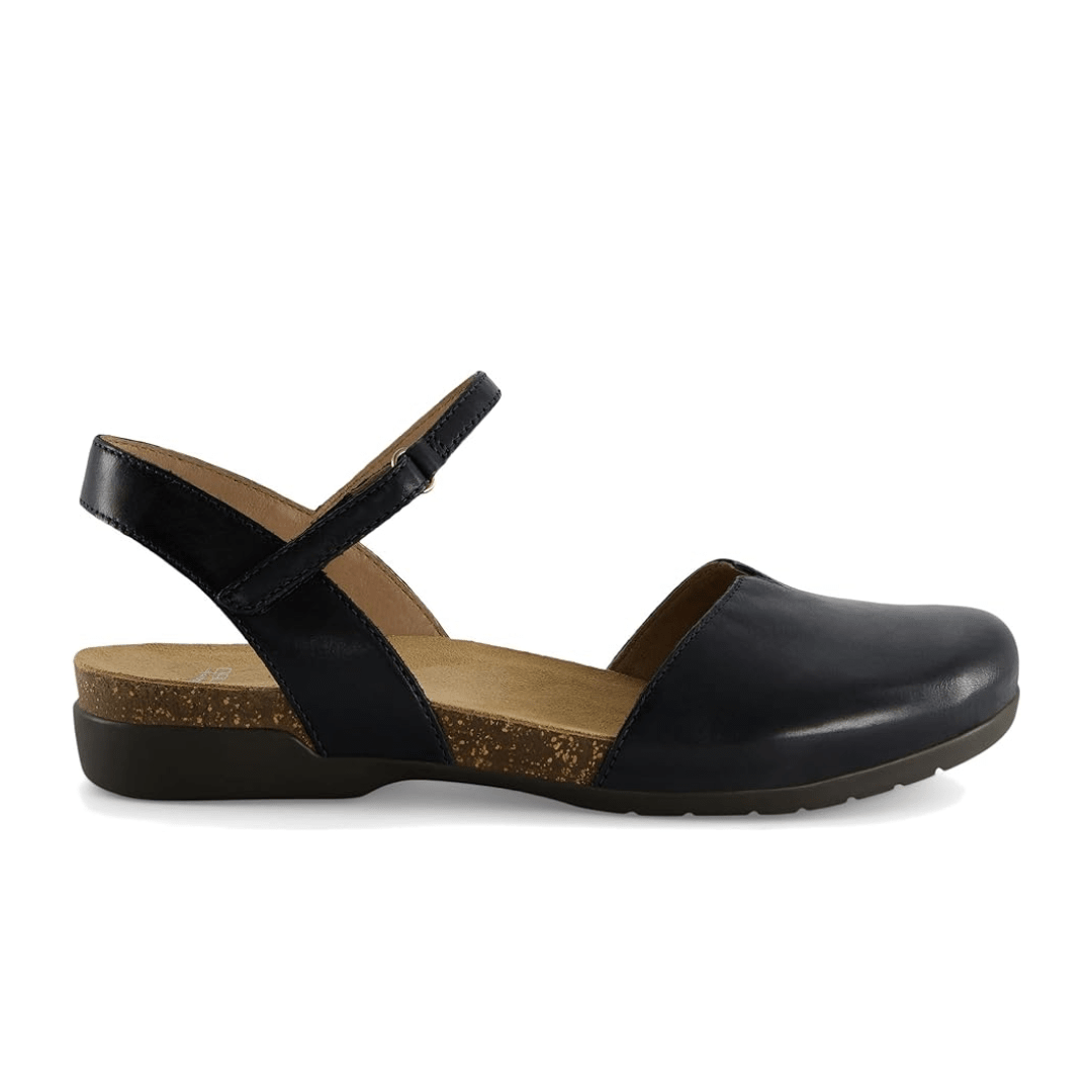 Dansko Women's Rowan Sandal - Black Waxy Burnished (Wide Width)