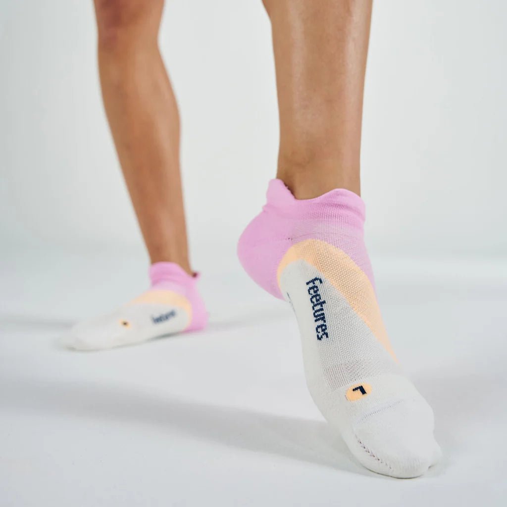 Feetures Elite Light Cushion No Show Tab Socks - Pink Citrus