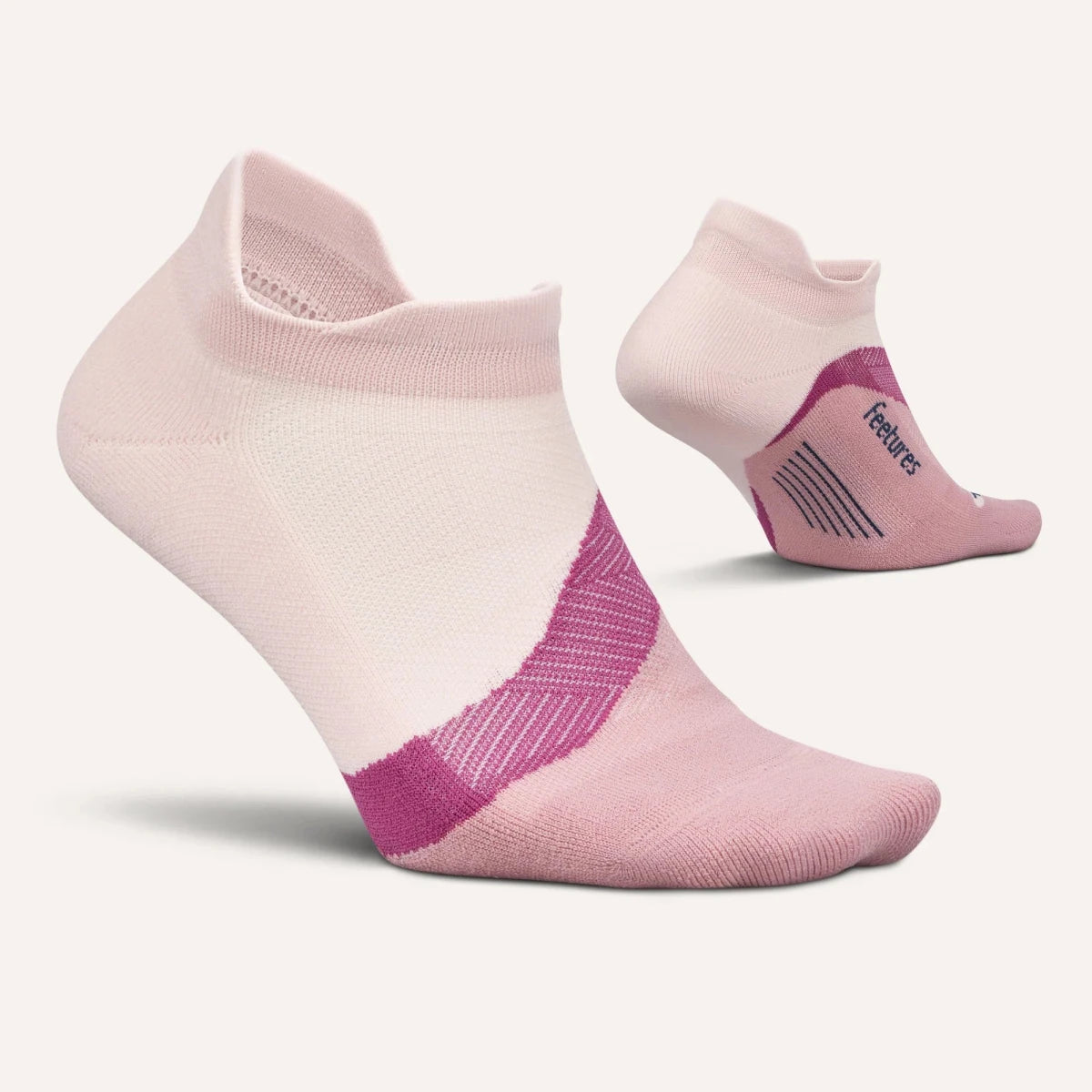 Feetures Elite Light Cushion No Show Tab Socks - Pink Salt