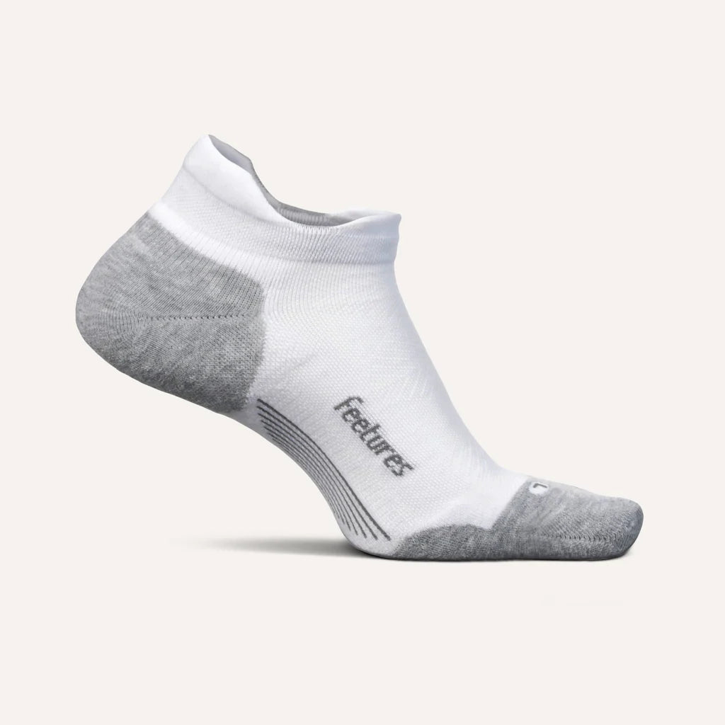 Feetures Elite Max Cushion No Show Tab Socks - White