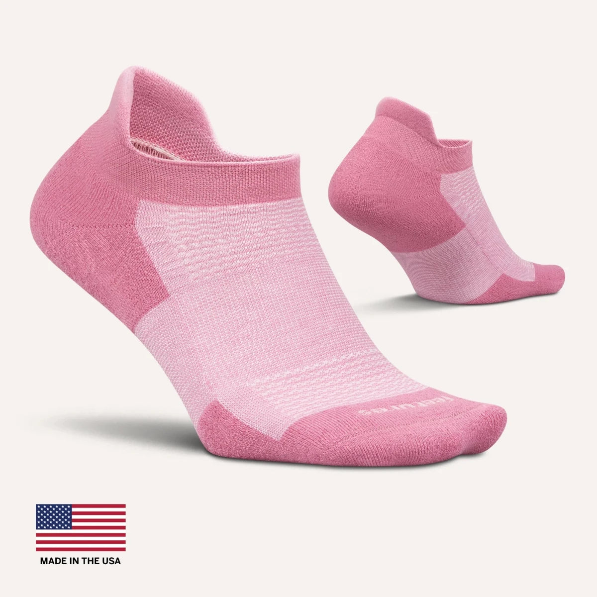 Feetures High Performance Max Cushion No Show Tab Socks - Rosewater
