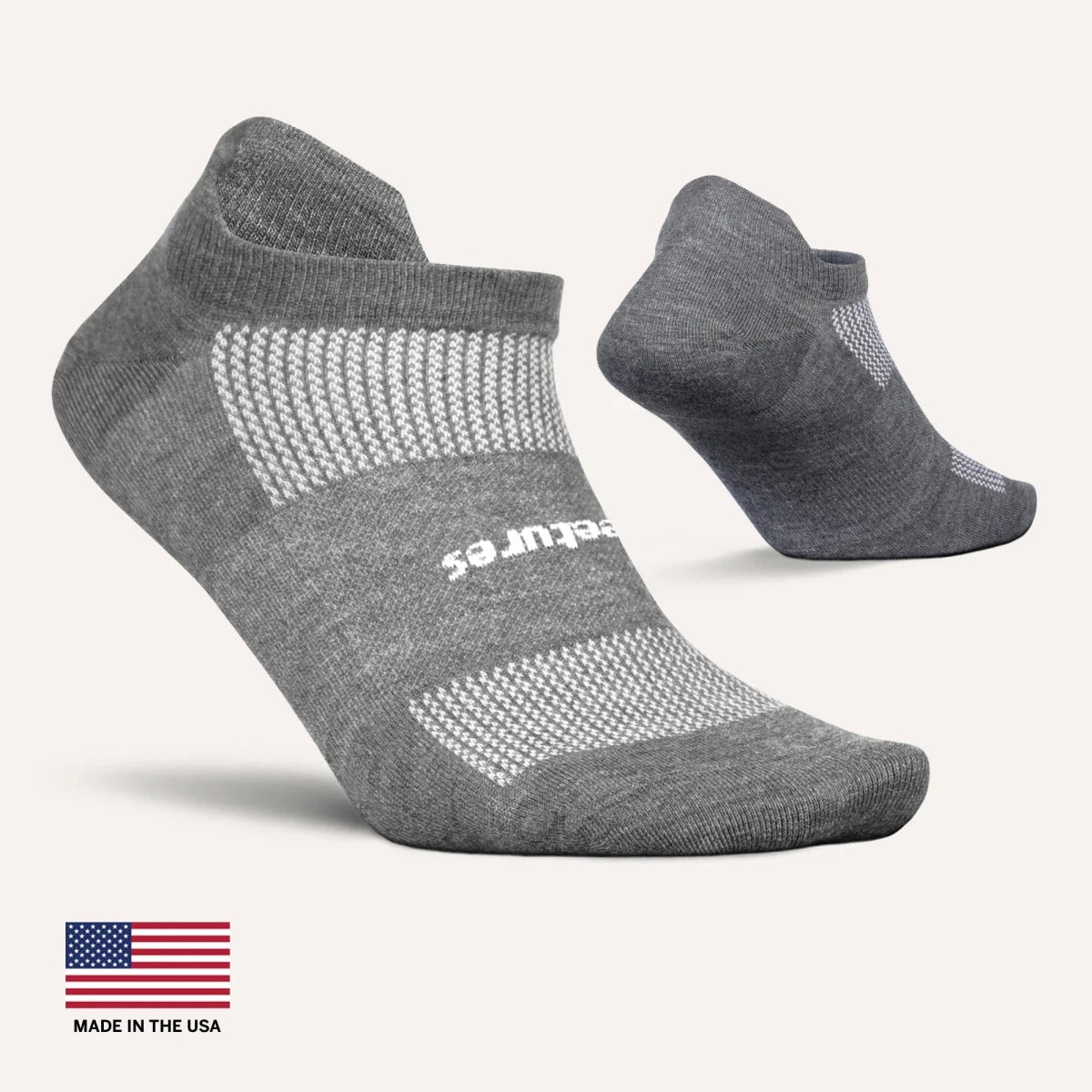 Feetures High Performance Ultra Light No Show Tab Socks - Heather Grey