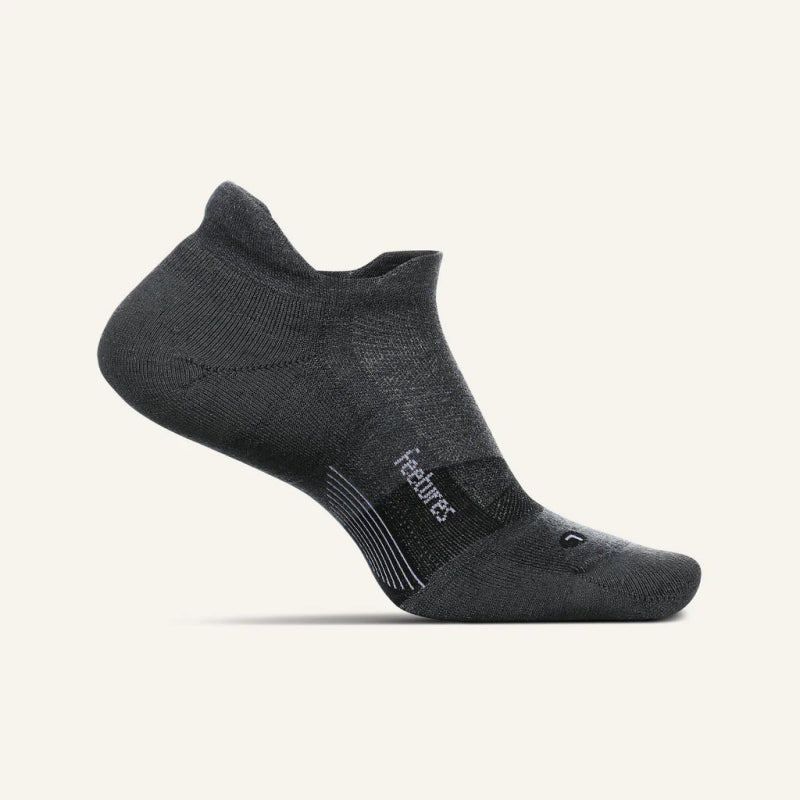 Feetures Merino 10 Cushion No Show Tab Socks - Gray