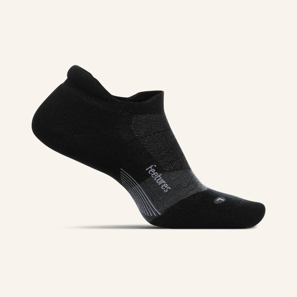Feetures Merino 10 Max Cushion No Show Tab Socks - Black