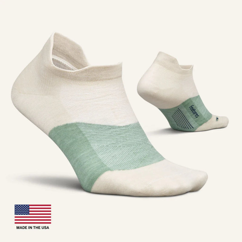 Feetures Merino 10 Max Cushion No Show Tab Socks - Pampas Grass