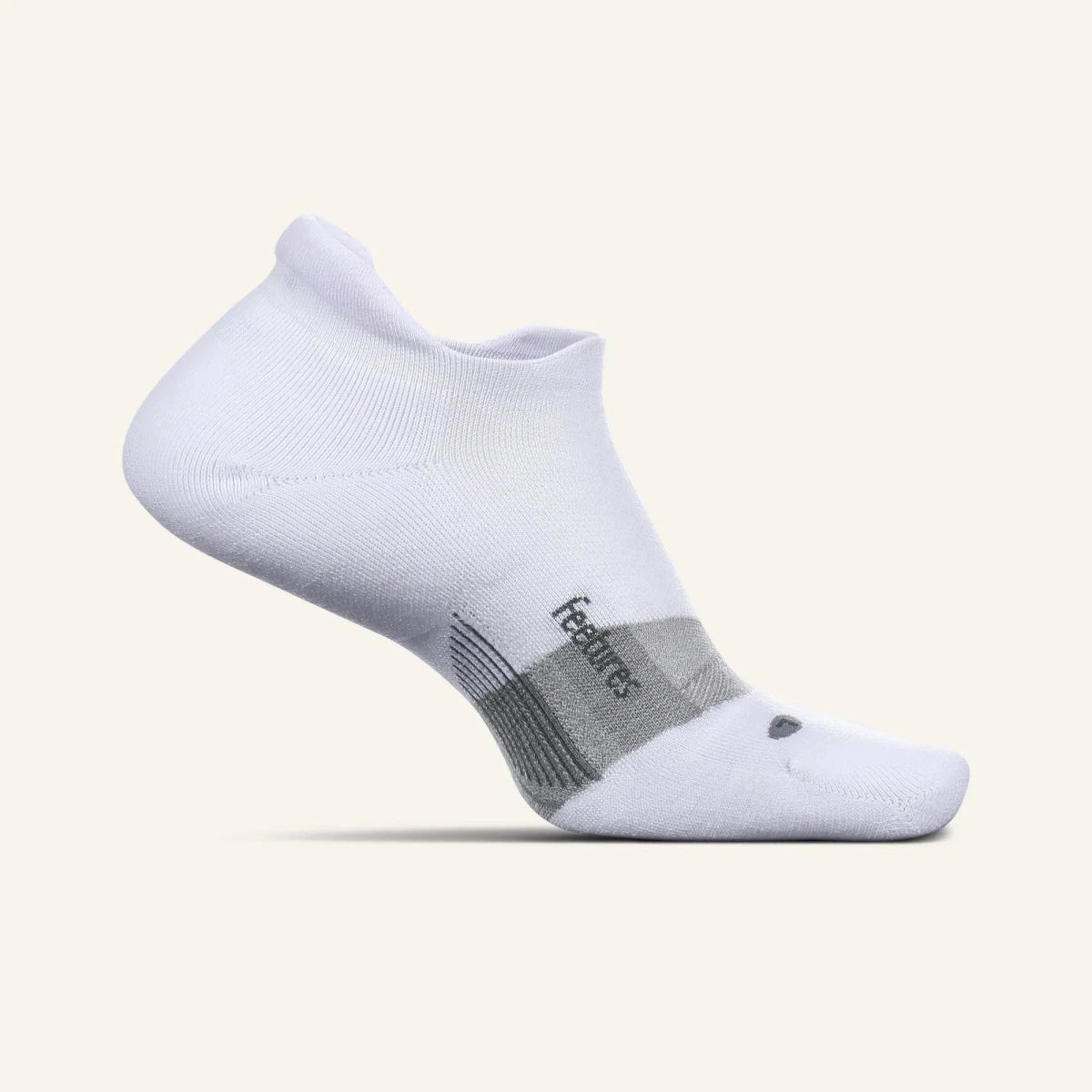 Feetures Merino 10 Max Cushion No Show Tab Socks - White