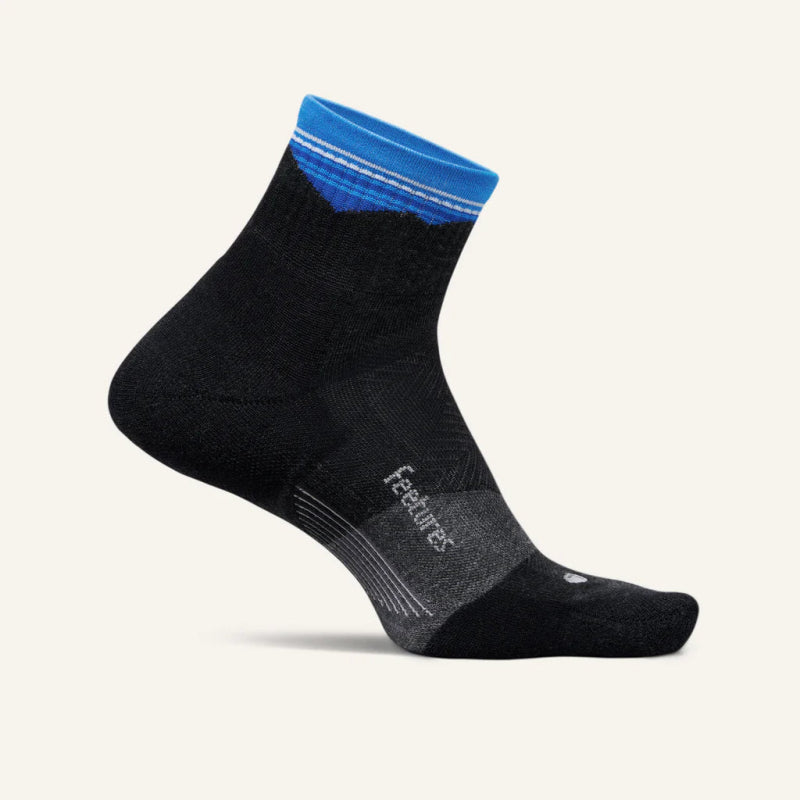 Feetures Trail Max Cushion Quarter Socks - Blue Ridge Charcoal