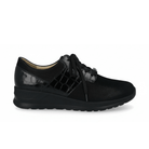 Finn Comfort Women's Caino Shoe - Black Stretch/Croc Leather