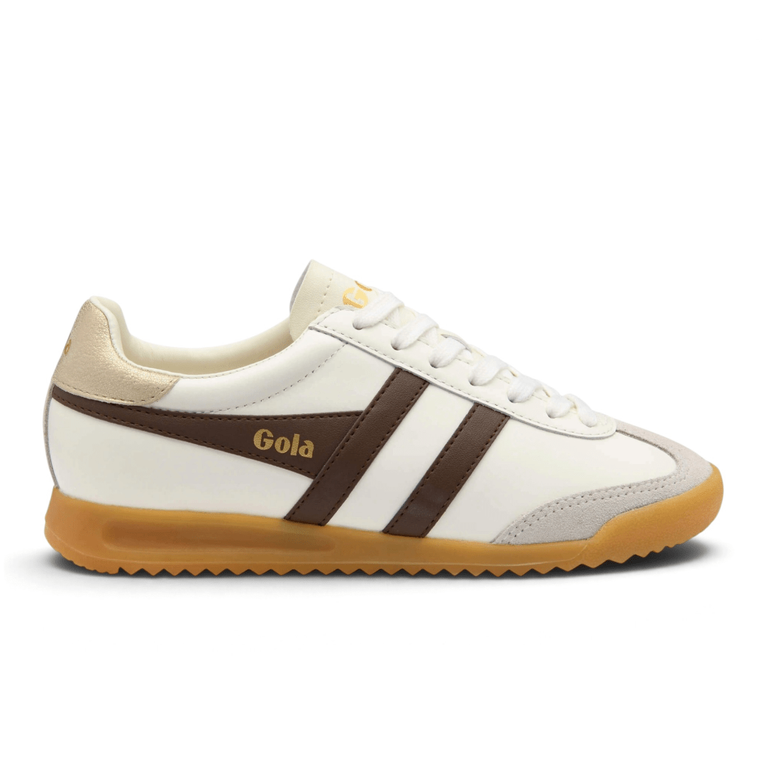 Gola Women's Torpedo Leather Sneakers - Off White/Dark Brown/Gold