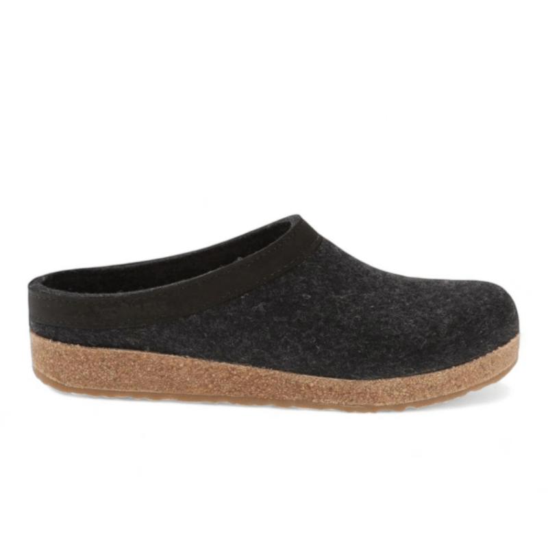 Seliga ShoesHaflinger GZL Leather Trim Grizzly Clog - Charcoal