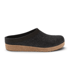 Haflinger GZL Leather Trim Grizzly Clog - Charcoal