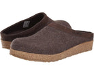 Haflinger GZL Leather Trim Grizzly Clog - Smokey Brown