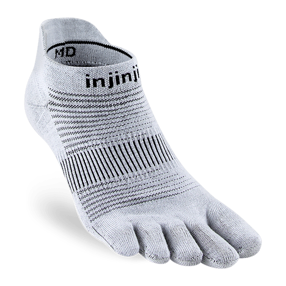 Injinji Run Original Weight No‑Show Toe Socks - Gray