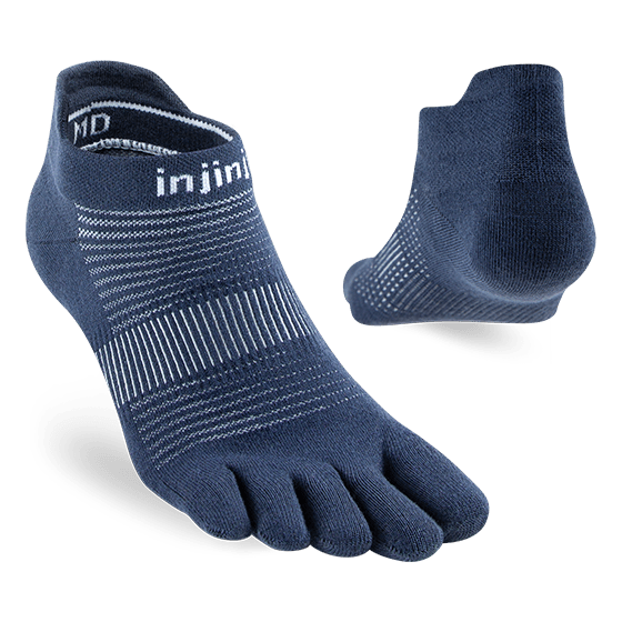 Injinji Run Original Weight No‑Show Toe Socks - Navy