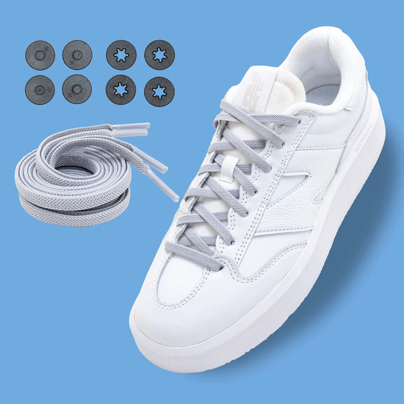 Lock Laces Flat Laces No - Tie Shoelace System - Gray