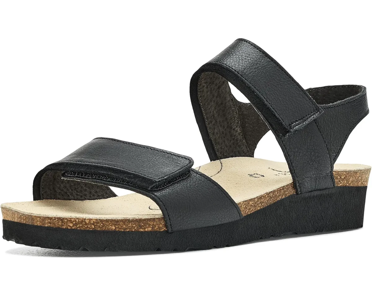 Naot Women's Aisha Arch Pro Sandal - Black Leather/Black Suede