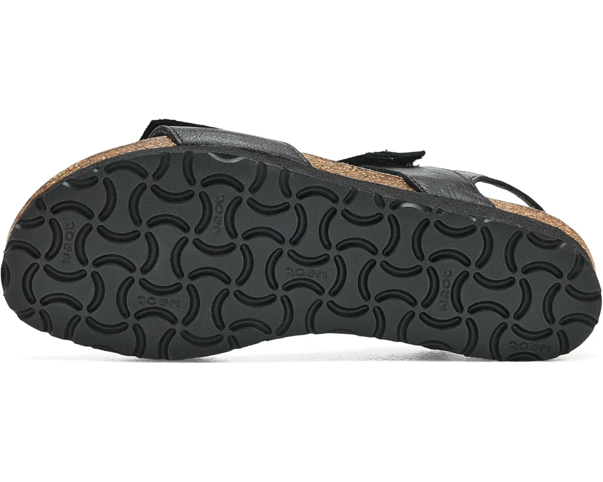 Naot Women's Aisha Arch Pro Sandal - Black Leather/Black Suede