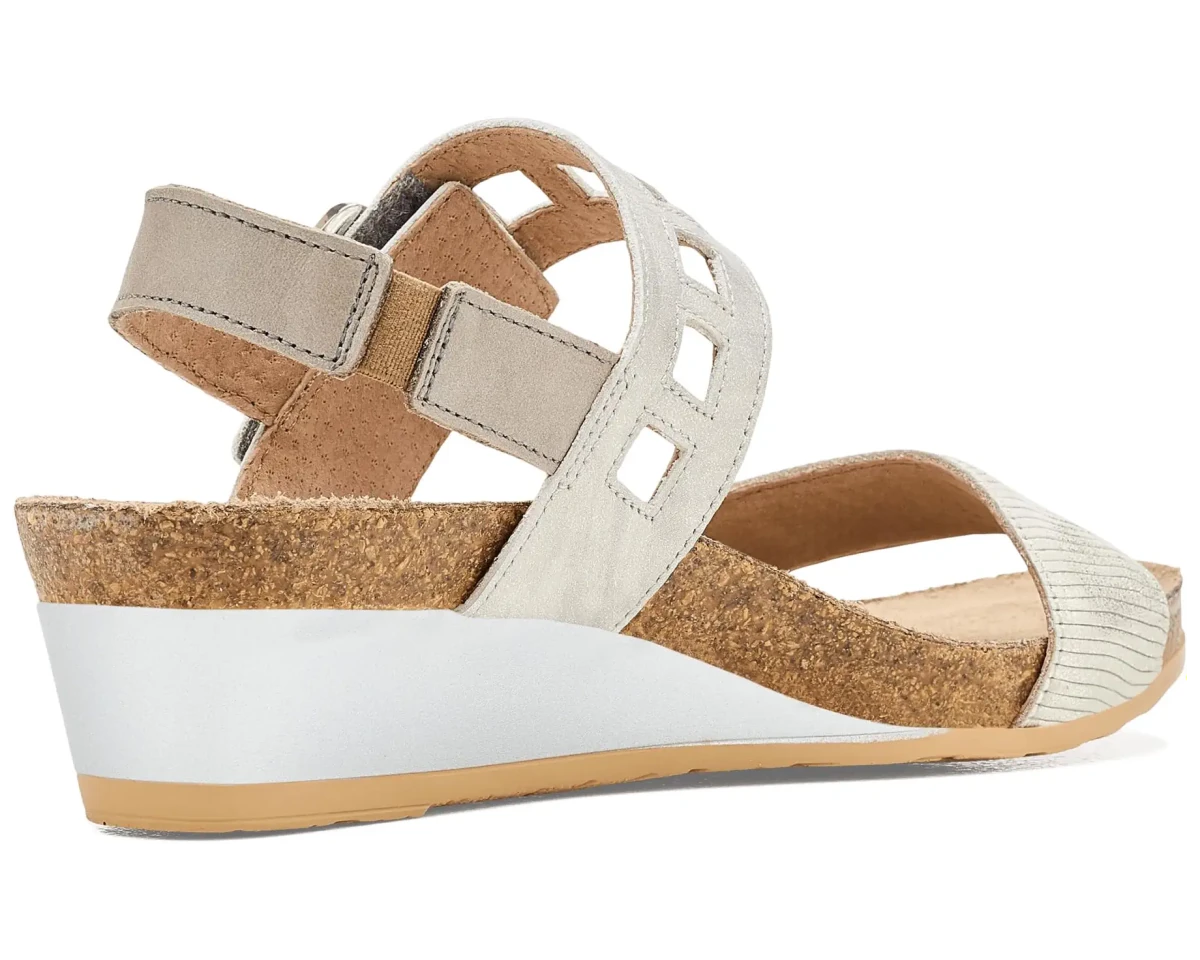 Naot Women's Dynasty Wedge Sandal - Platinum Striped/Quartz/Titanium