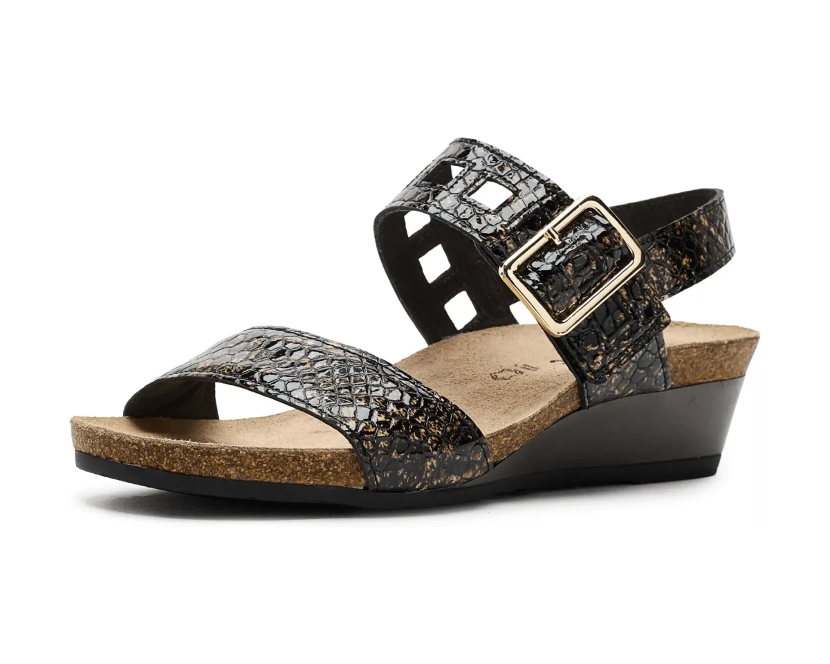 Naot Women's Dynasty Wedge Sandal - Reptile Patent