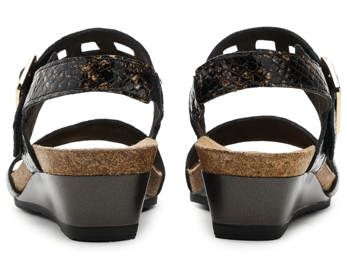 Naot Women's Dynasty Wedge Sandal - Reptile Patent
