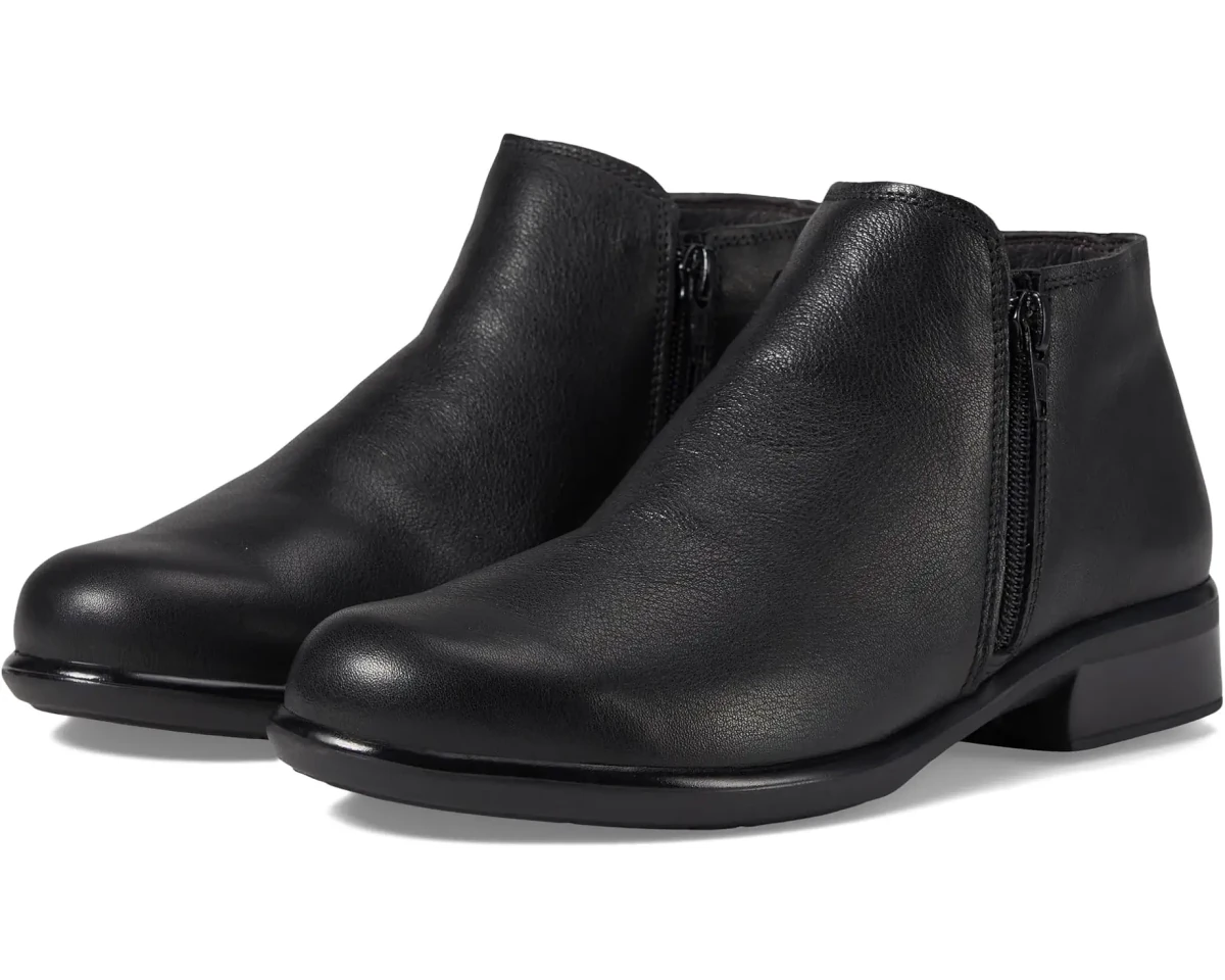 Naot Women's Helm Bootie - Black Water-Resistant Leather
