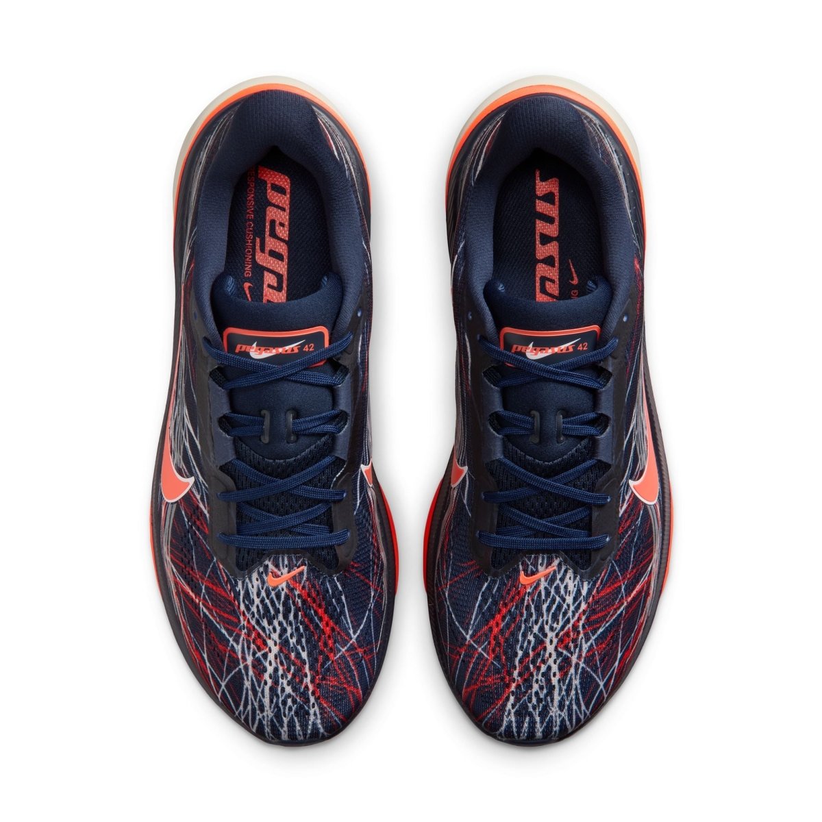 Nike Men's Pegasus 42 Running Shoes - Obsidian/Light Bone/Bright Crimson