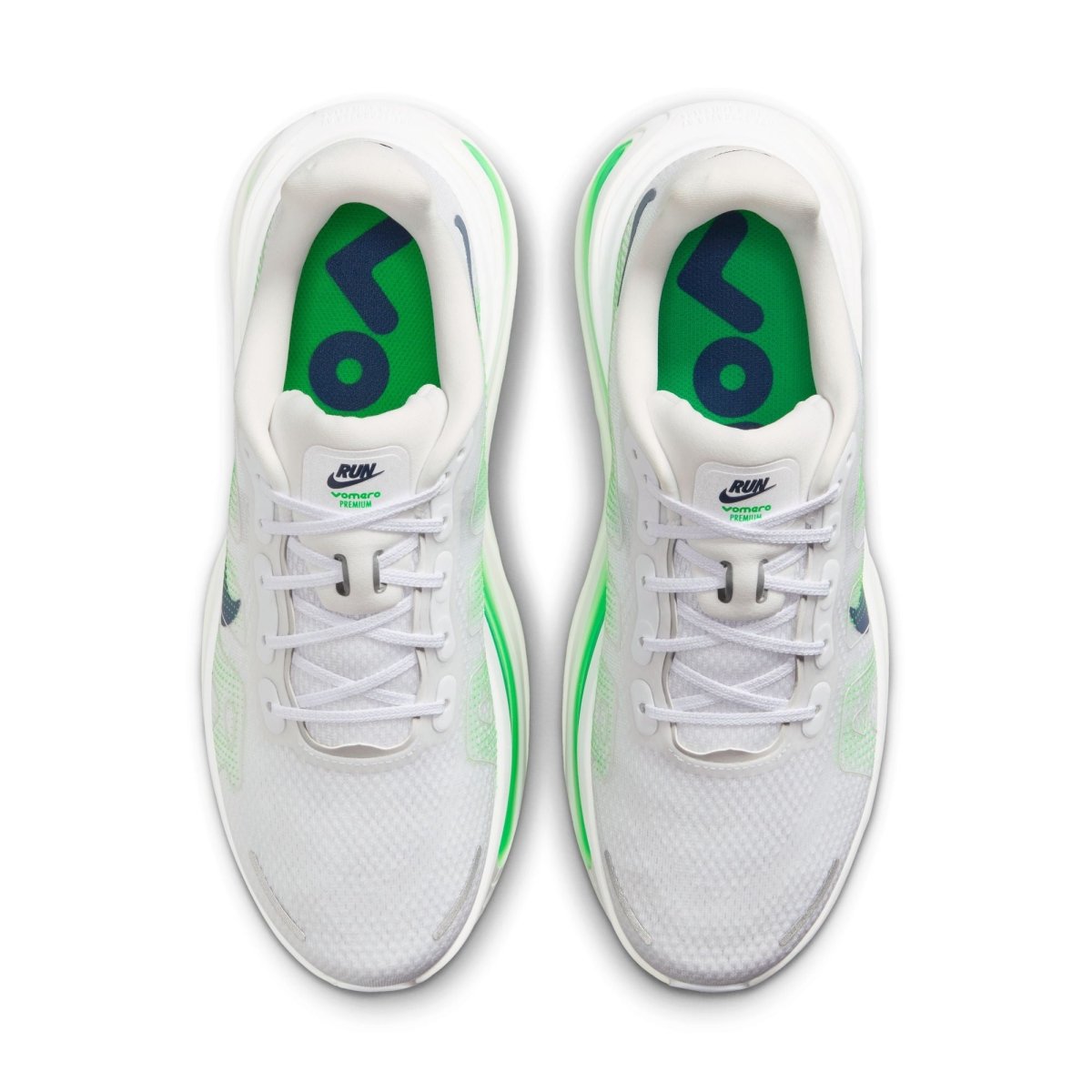 Nike Men's Vomero Premium Running Shoes - White/Midnight Navy/Green Spark