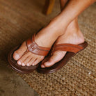 Olukai Men's Hiapo Leather Sandals - Rum/Dark Wood