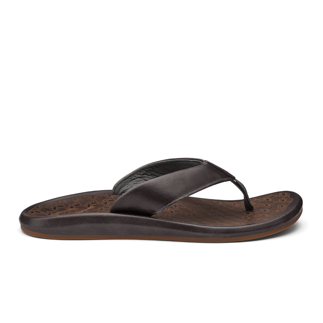 Olukai Men's 'Ilikai Leather Sandals - Charcoal