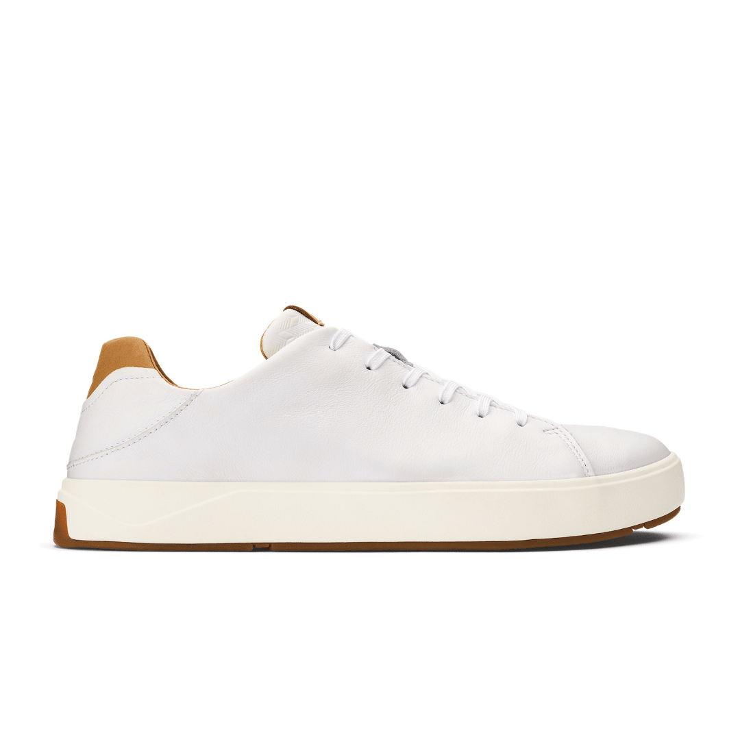 Olukai Men's Lae'ahi Li 'Ili Waterproof Leather Sneaker - Bright White