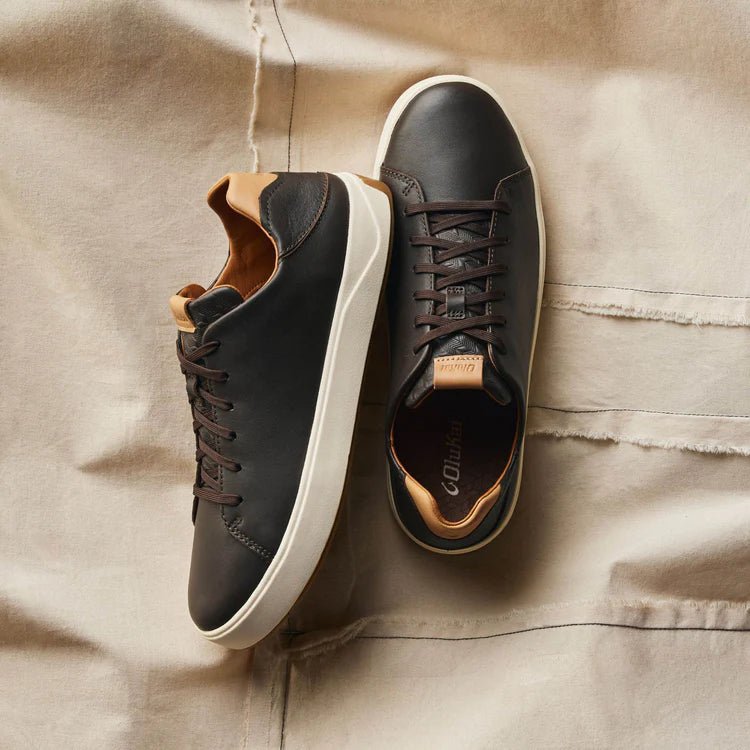 Olukai Men's Lae'ahi Li 'Ili Waterproof Leather Sneaker - Dark Java