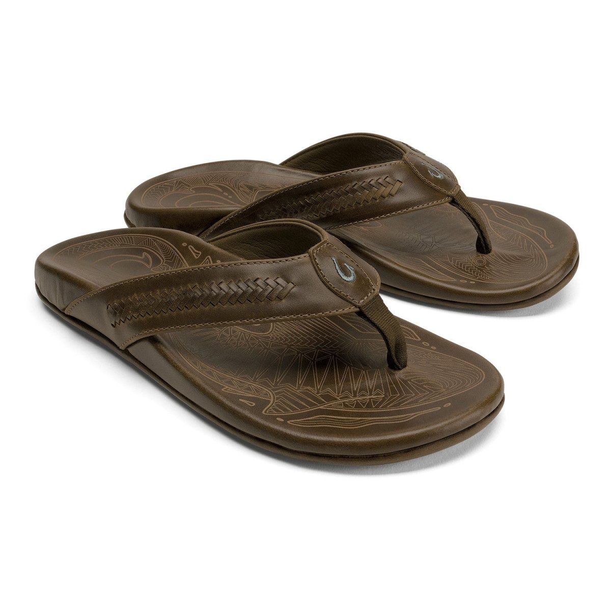 Olukai Men's Mea Ola Mano Leather Sandals - Mustang/Tan