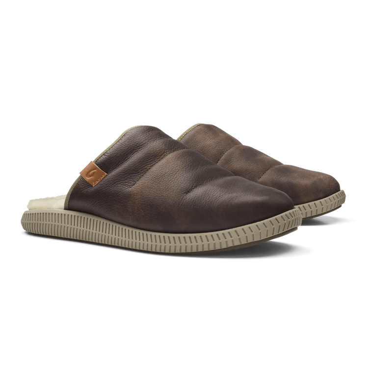 Olukai Men's Mua 'Ili Slipper - Dark Wood/Silt