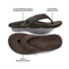 Olukai Men's Tuahine Waterproof Leather Sandals - Dark Wood