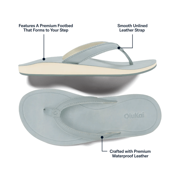 Olukai Women's Southshore Waterproof Leather Sandals - Blue Pearl