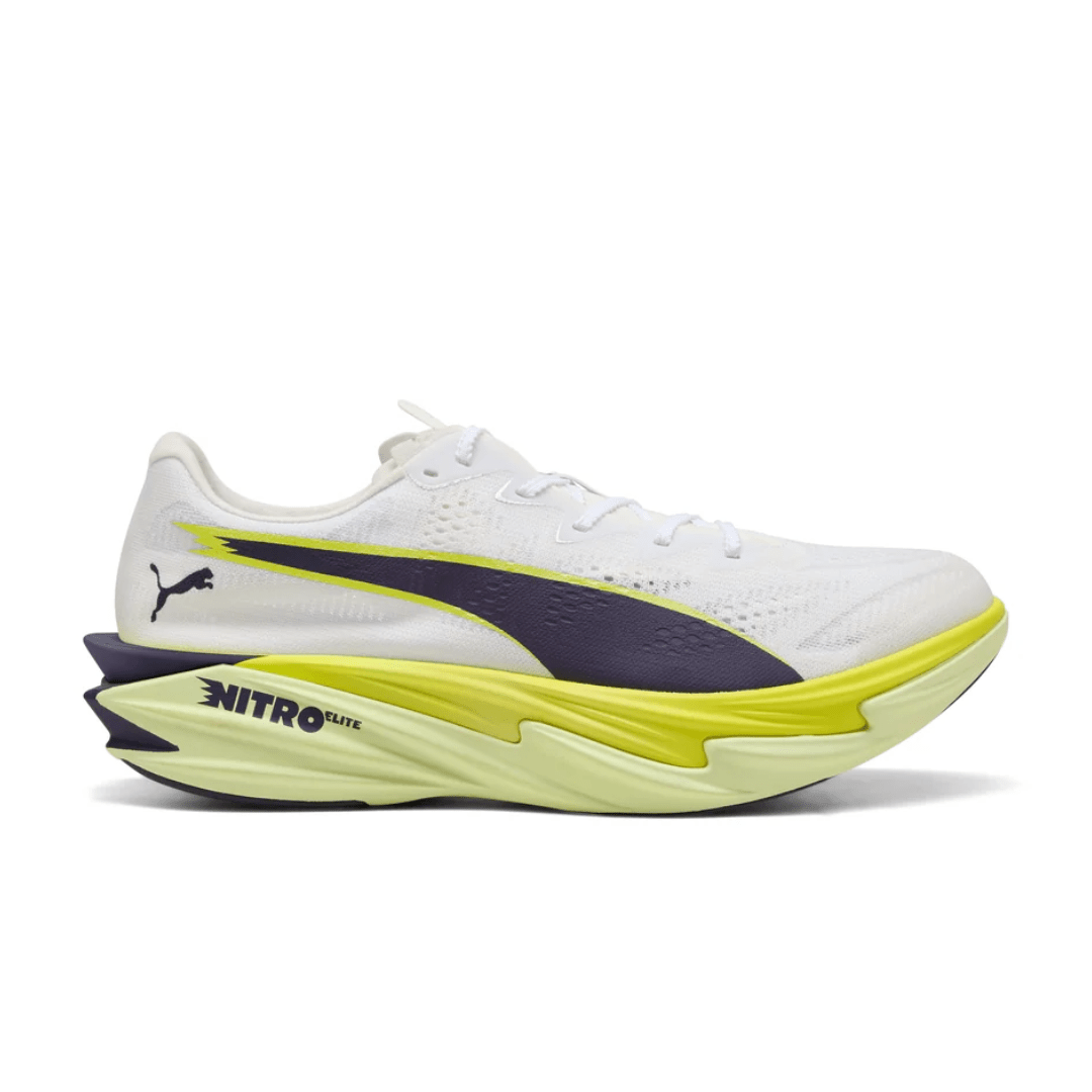 Puma Men's Deviate Nitro Elite 4 Running Shoes - White/Apple Spritz/Lux Lime