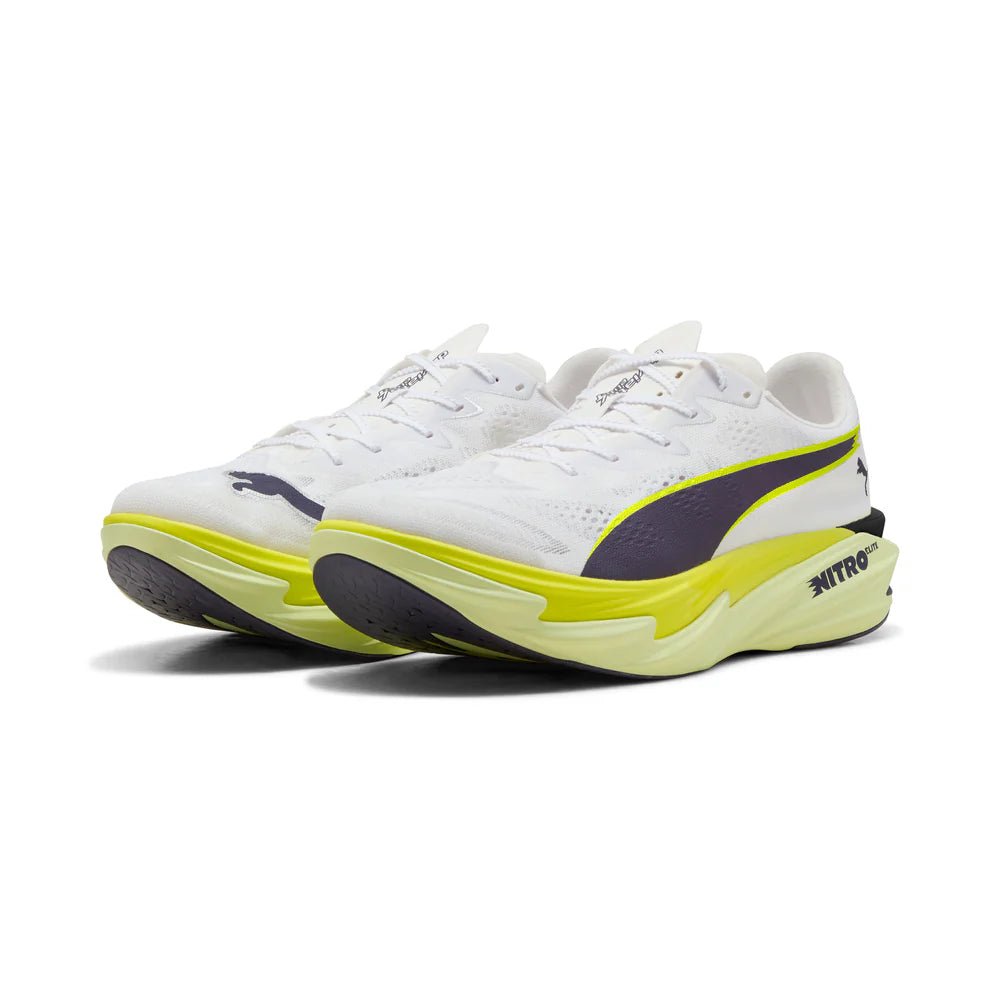Puma Men's Deviate Nitro Elite 4 Running Shoes - White/Apple Spritz/Lux Lime