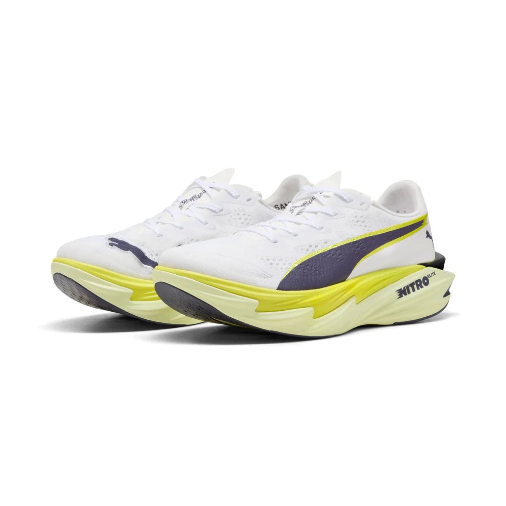 Puma Women's Deviate Nitro Elite 4 Running Shoes - White/Apple Spritz/Lux Lime