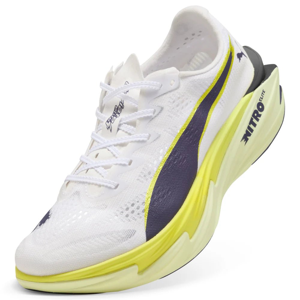 Puma Women's Deviate Nitro Elite 4 Running Shoes - White/Apple Spritz/Lux Lime