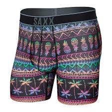 SAXX Men's DropTemp Cooling Hydro Boxer Briefs - Pineapple Stripe - Multi