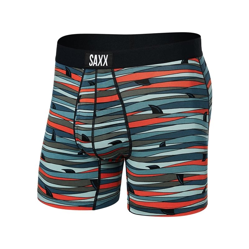 SAXX Men's Ultra Boxer Brief Underwear - Fins - Blue Multi