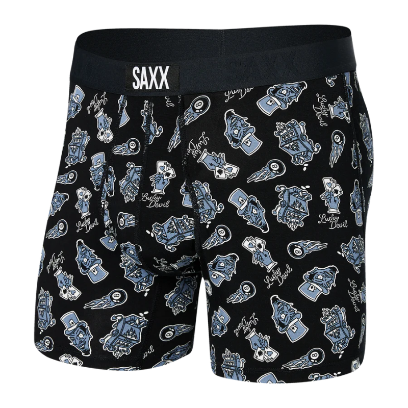 SAXX Men's Ultra Boxer Brief Underwear - Lucky Devil - Black