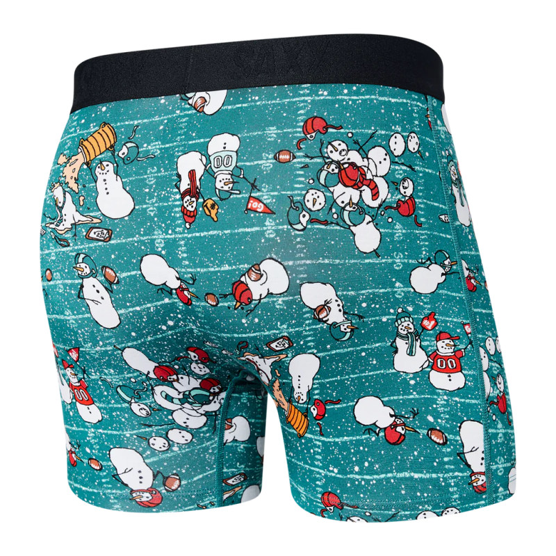 SAXX Men's Vibe Boxer Brief Underwear - Gridiron Snowman - Green