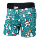 SAXX Men's Vibe Boxer Brief Underwear - Gridiron Snowman - Green