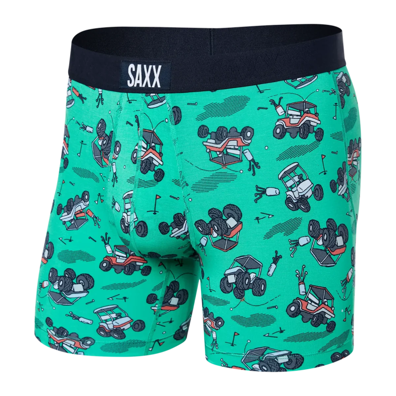 SAXX Men's Vibe Boxer Brief Underwear - Off Course Carts - Green